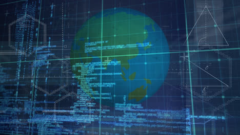 animation of globe and blue grid