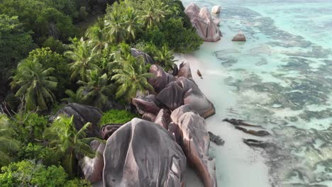 aerial view of anse source d’argent, la digue, seychelles