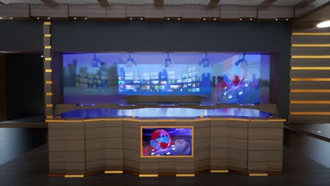 el bucle de noticias del estudio de televisión virtual 3d