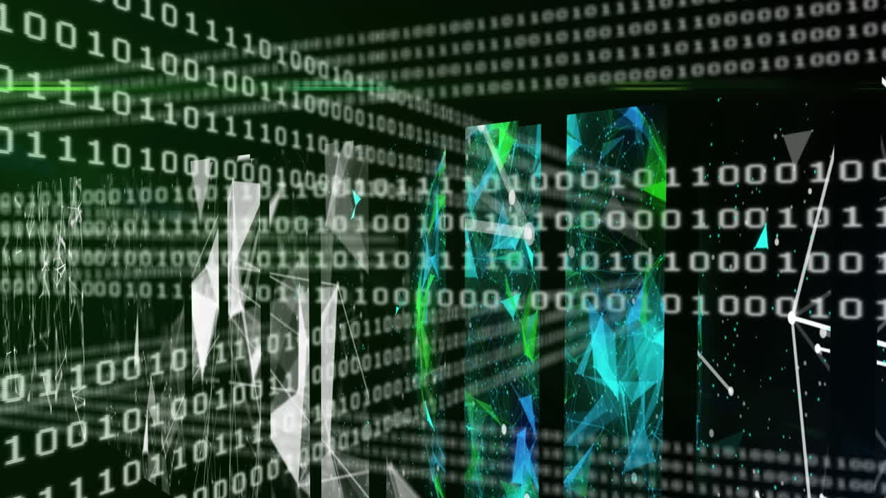 animación del procesamiento de datos del sistema binario sobre un fondo negro