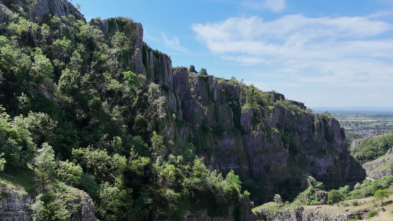 Ascending drone,aerial out of Cheddar Gorge Somerset UK