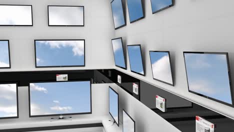 cielo azul y nubes en las pantallas de televisión