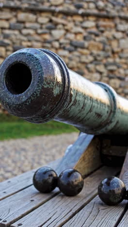 Antique Cannon on Wooden Planks