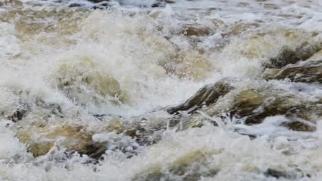 Close-up of a Fast-Flowing River with Whitewater and Rocks