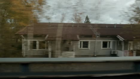 view of the helsinki landscape and buildings from the carriage window, pov