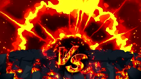 cartoon fire animation. flame loop background. competition. battle game. versus icon. vs icon.