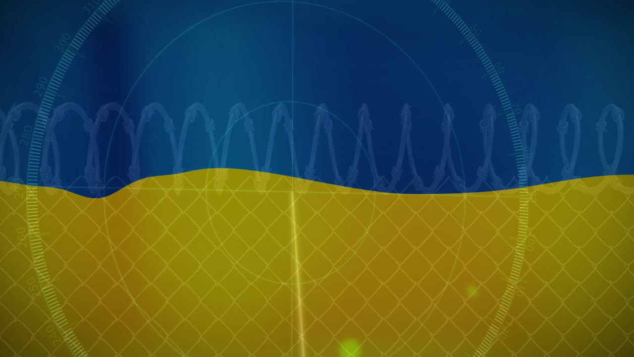 우크라이나 의  ⁇ 발 위 에 있는 레이더 와 가시 와이어 의 애니메이션