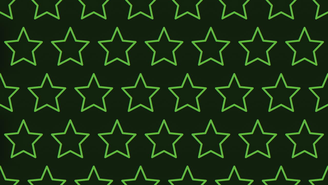 patrón simétrico de estrellas verdes sobre un fondo negro