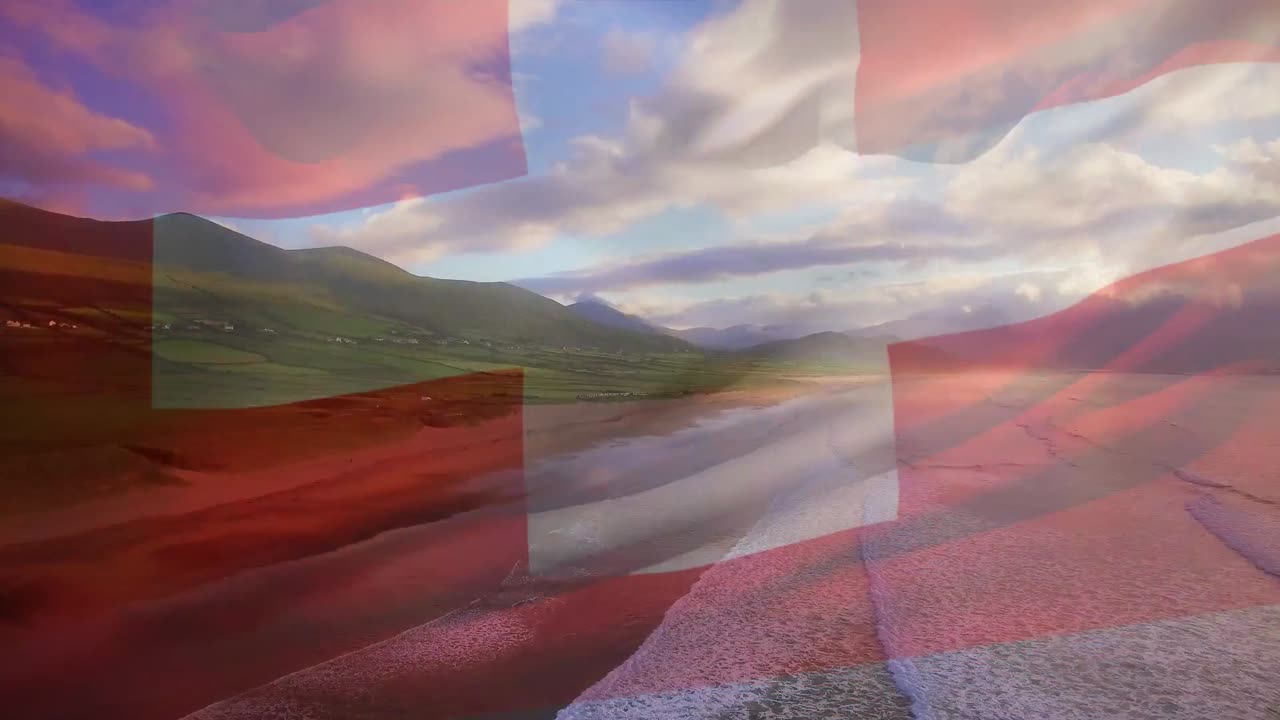 스위스 발이 풍경 위에 있는 애니메이션