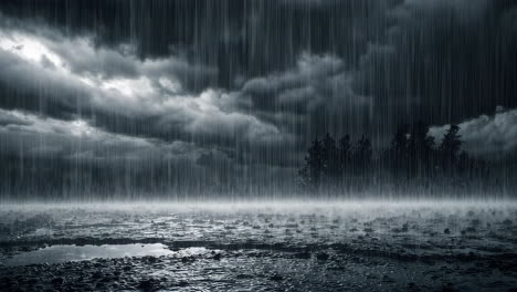 stormy rain on a landscape