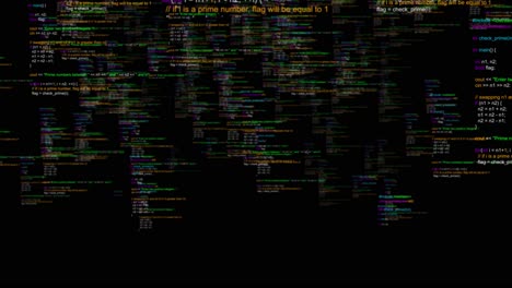 4k 3d digital program code cyber virtual space data flow animation software development futuristic