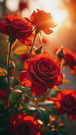 red roses in the sunlight