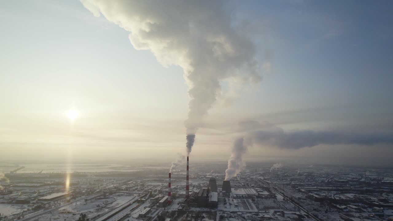 Industrial Power Plant in Winter