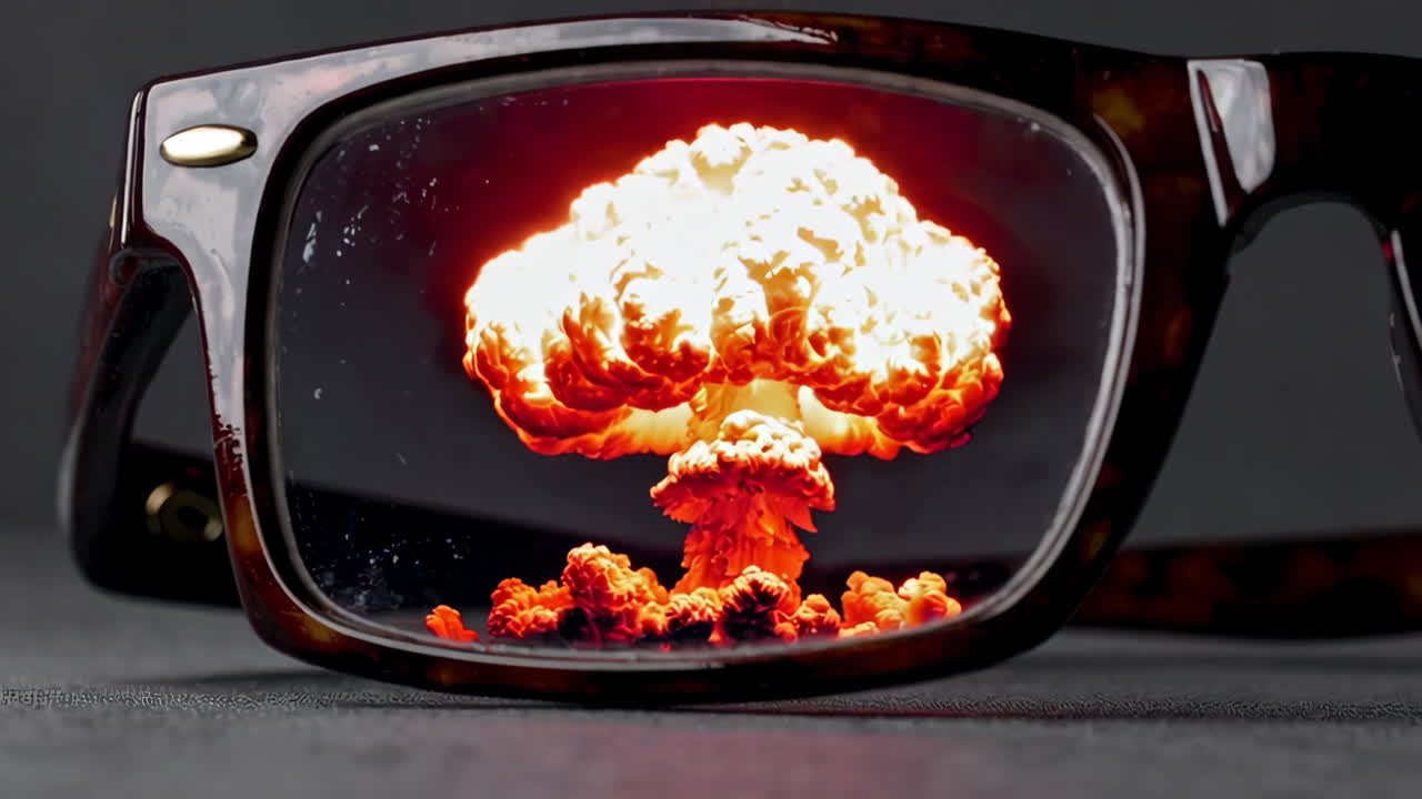 Bomb Explosion Reflected in Glasses