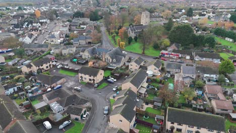 aerial view of a small english town