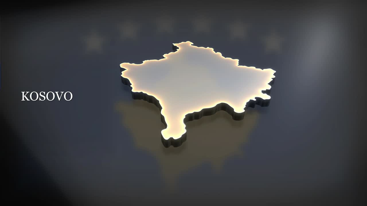 코소보의 3d 애니메이션 지도