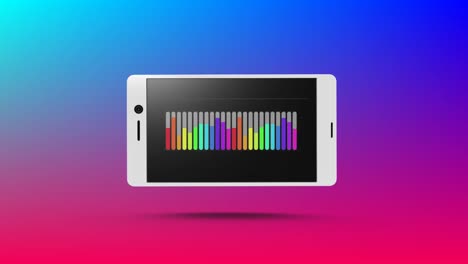 rainbow coloured bar chart displayed on smartphone