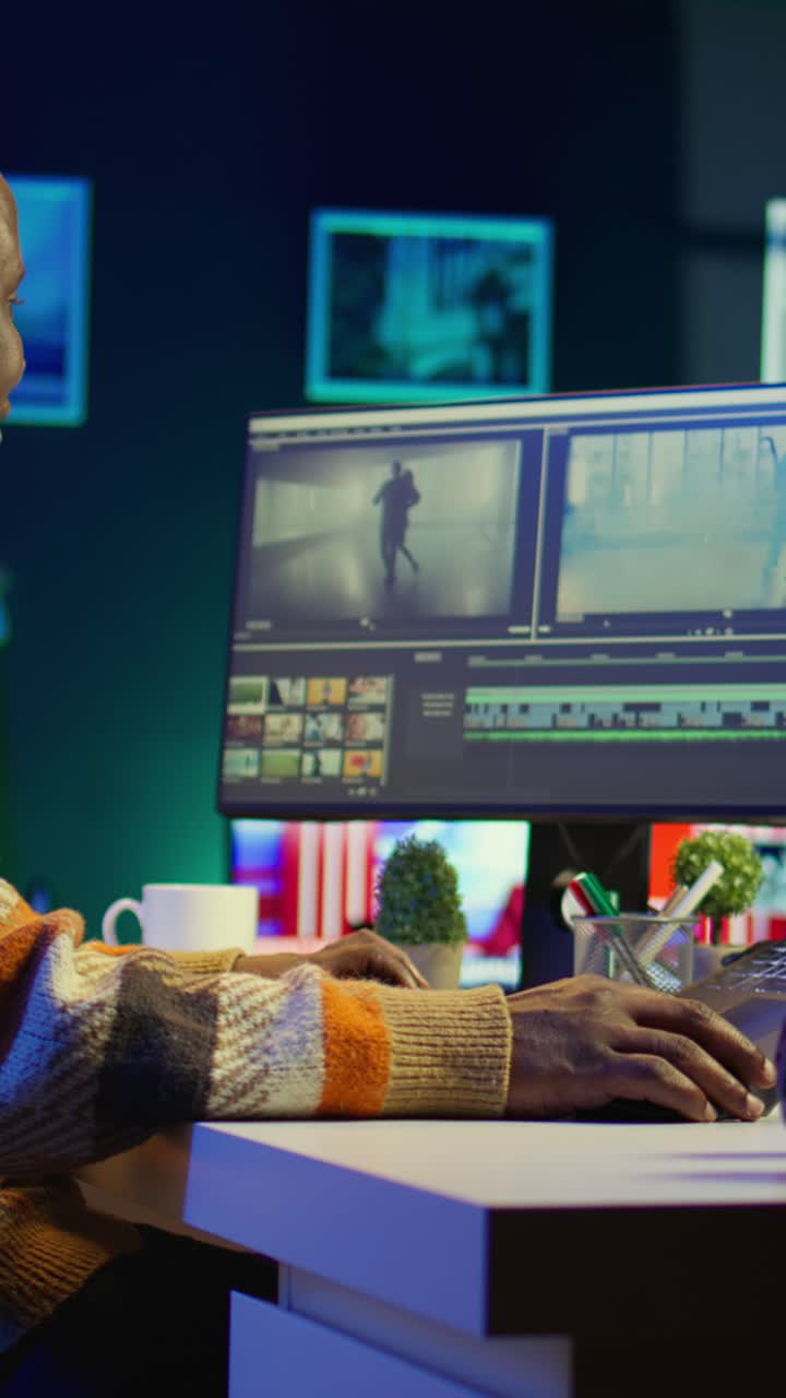 Vertical Video Videography specialist editing new movie clip for video montage