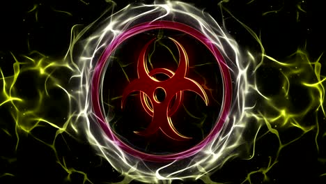 símbolos de peligro biológico, animación, con canal alfa, bucle