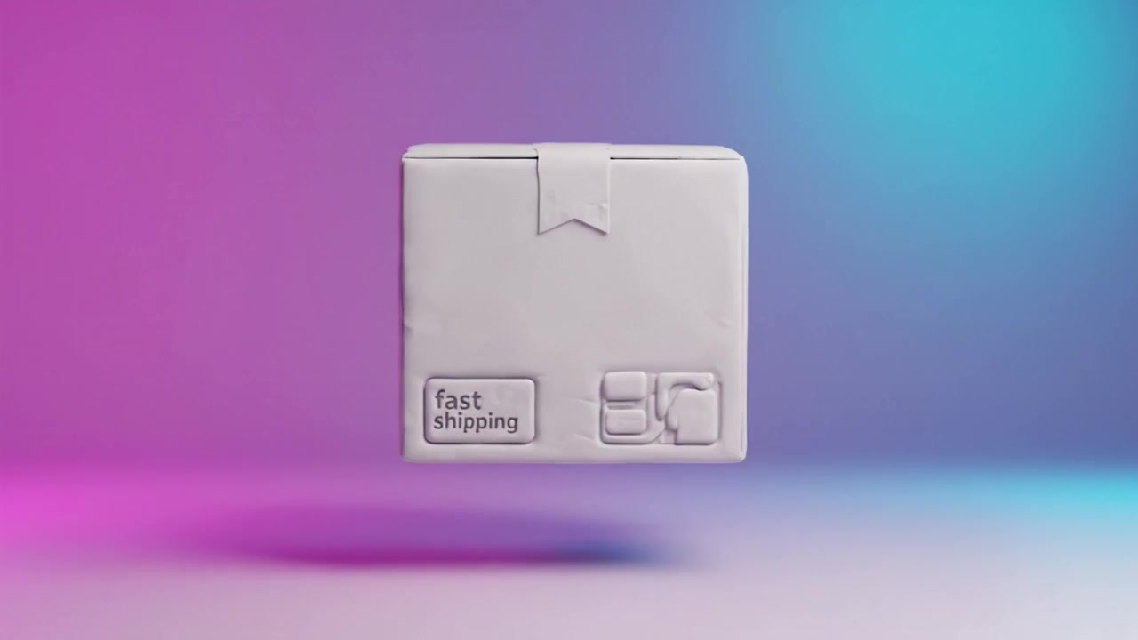 Aerial View of a Floating Delivery Package in a Vibrant Gradient Background with a Focus on Shipping and Logistics Concepts for E-commerce Solutions