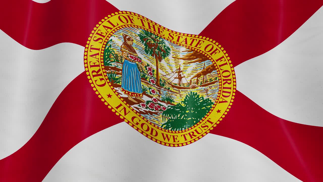 la bandera de florida es un bucle sin costuras en cámara lenta. animación en bucle 4k 3d.