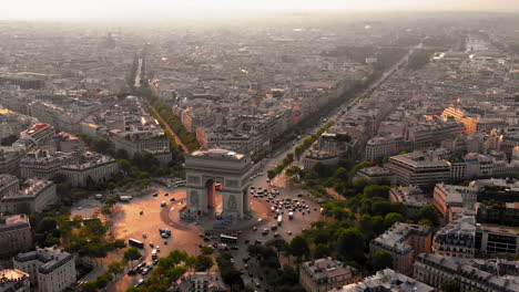 aerial view to arc of triomphe and the city, paris, france