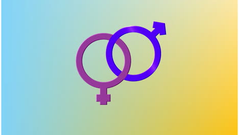 animation of heterosexual symbol against blue and yellow gradient background