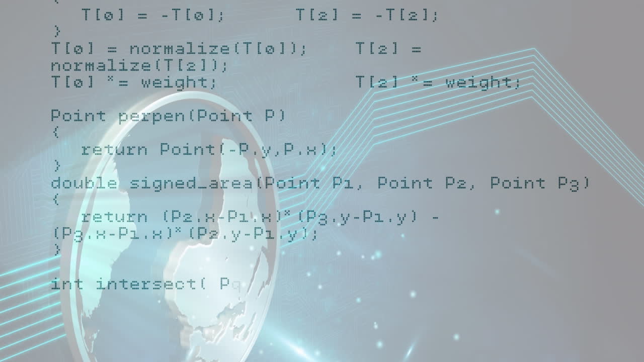 Animation of computer data processing over globe