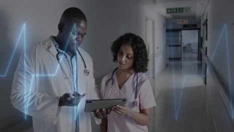 animation of data processing over diverse doctors in hospital