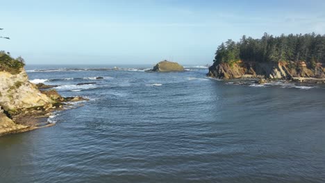 heading out from the shore of sunset bay in oregon