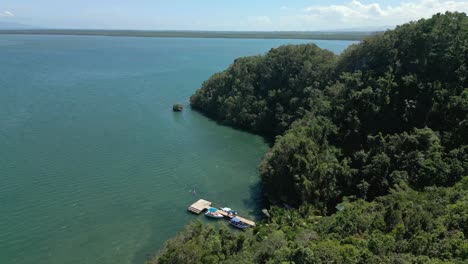 Drone-view-of-Los-Haitises-National-Park,-Dominican-Republic