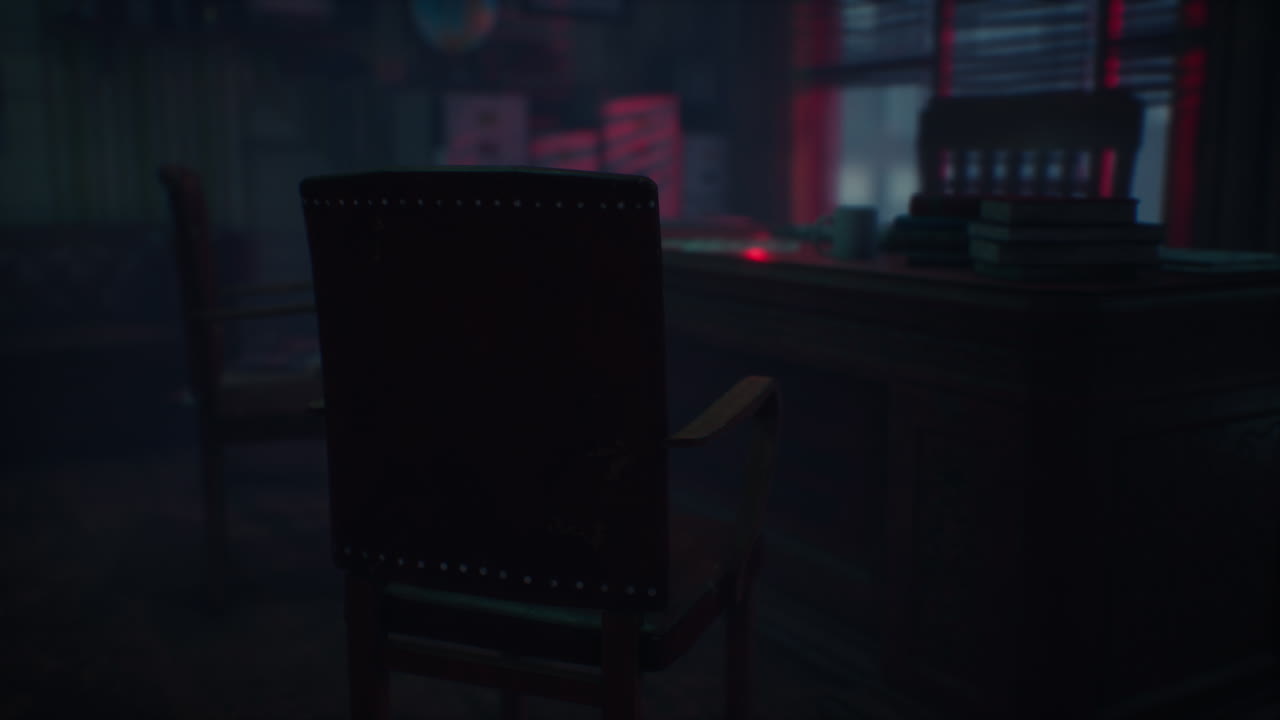 petit bureau rétro la nuit