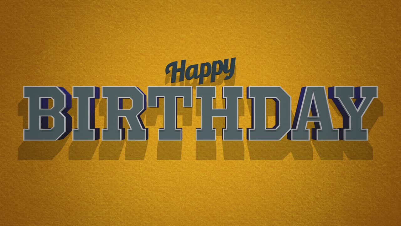 texto de feliz cumpleaños retro en textura vintage amarilla al estilo de los años 80