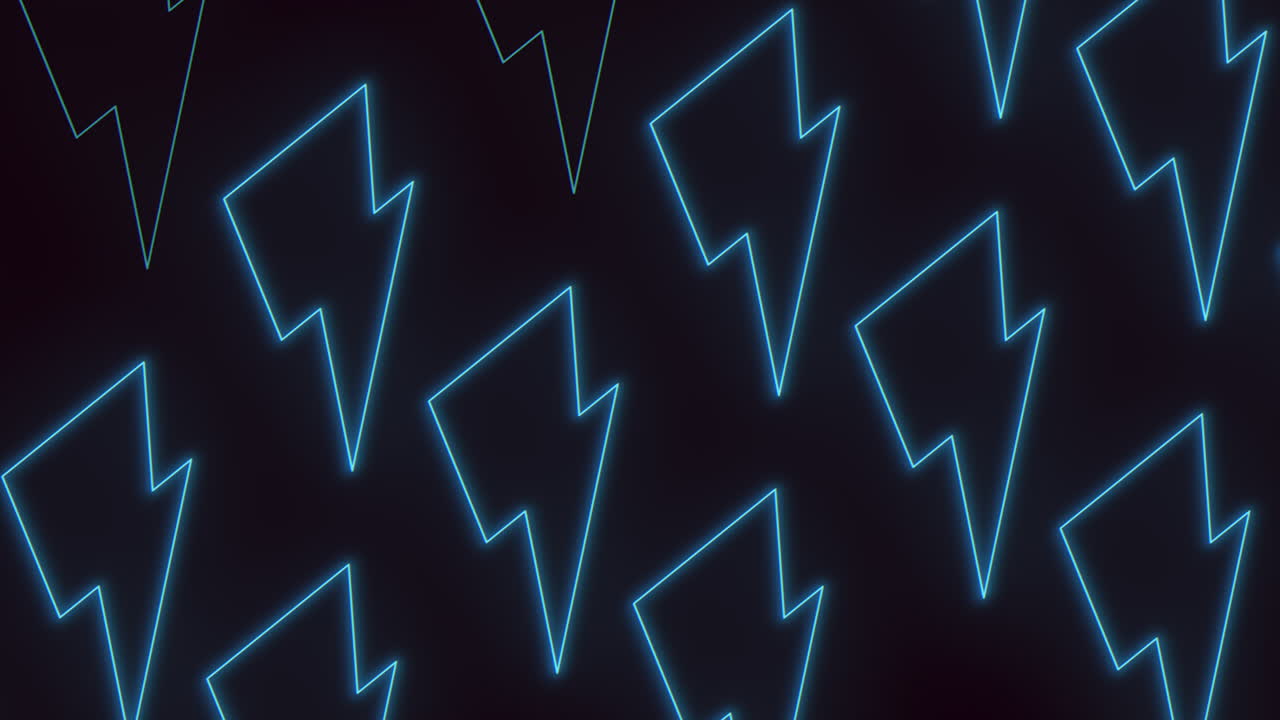 Graphic of black and blue lightning bolt design, featuring a repeated pattern of blue bolts set against a black background