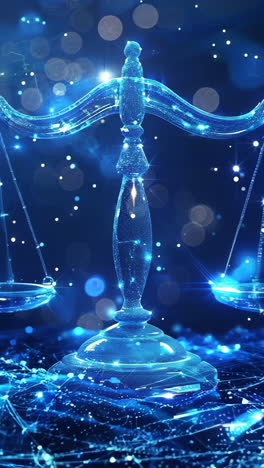 a blue scale with a light blue background. the scale is lit up and he is floating in the air