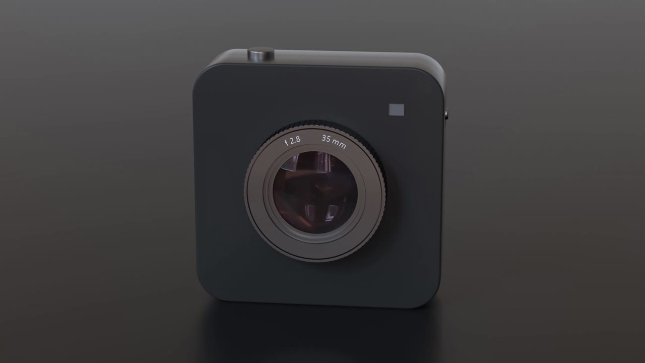 reflexión de la lente de la cámara digital rendering 3d de movimiento abstracto