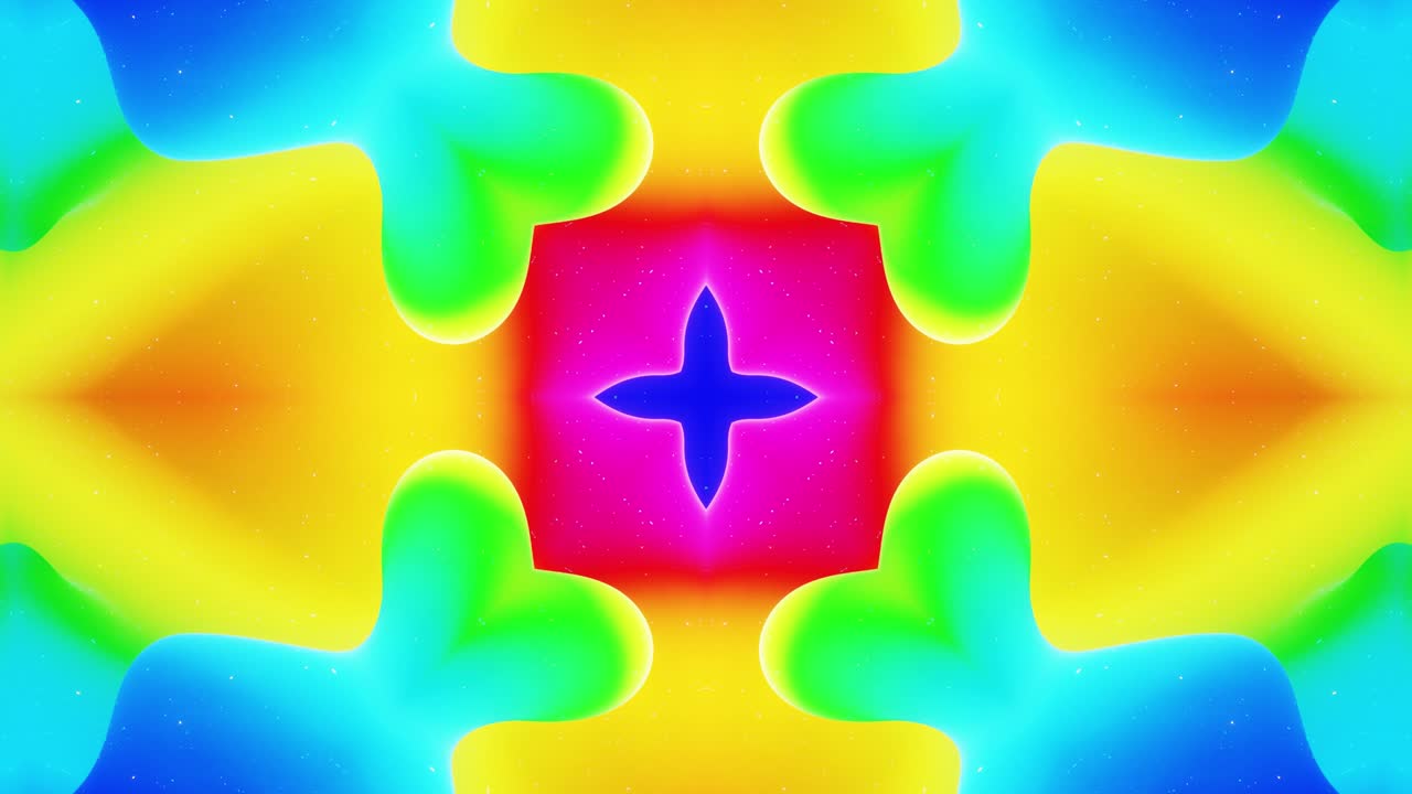 estructuras 3d simétricas abstractas como el caleidoscopio líquido en animación en bucle, gradientes de color suaves con brillo brillante. efecto caleidoscopia con ondas abstractas. hermoso patrón 3d abstracto bg. dof