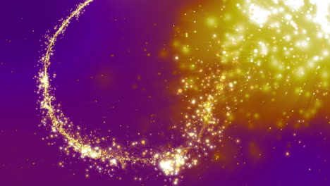 animación de una estrella fugaz brillante que se mueve rápidamente sobre manchas en fondo púrpura