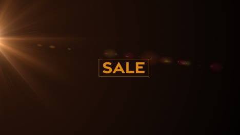 Animation-of-sale-text-over-orange-light-on-dark-background