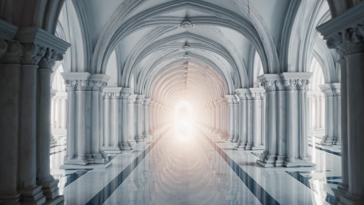 Elegant Hallway with Arches and Marble