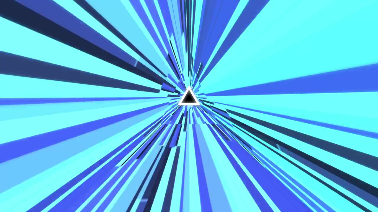 Abstract Blue Geometric Tunnel with Pulsing Triangle