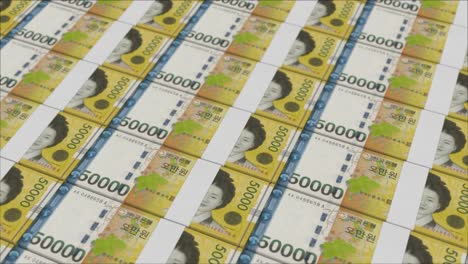 50000 south korean won banknotes printing by a money press