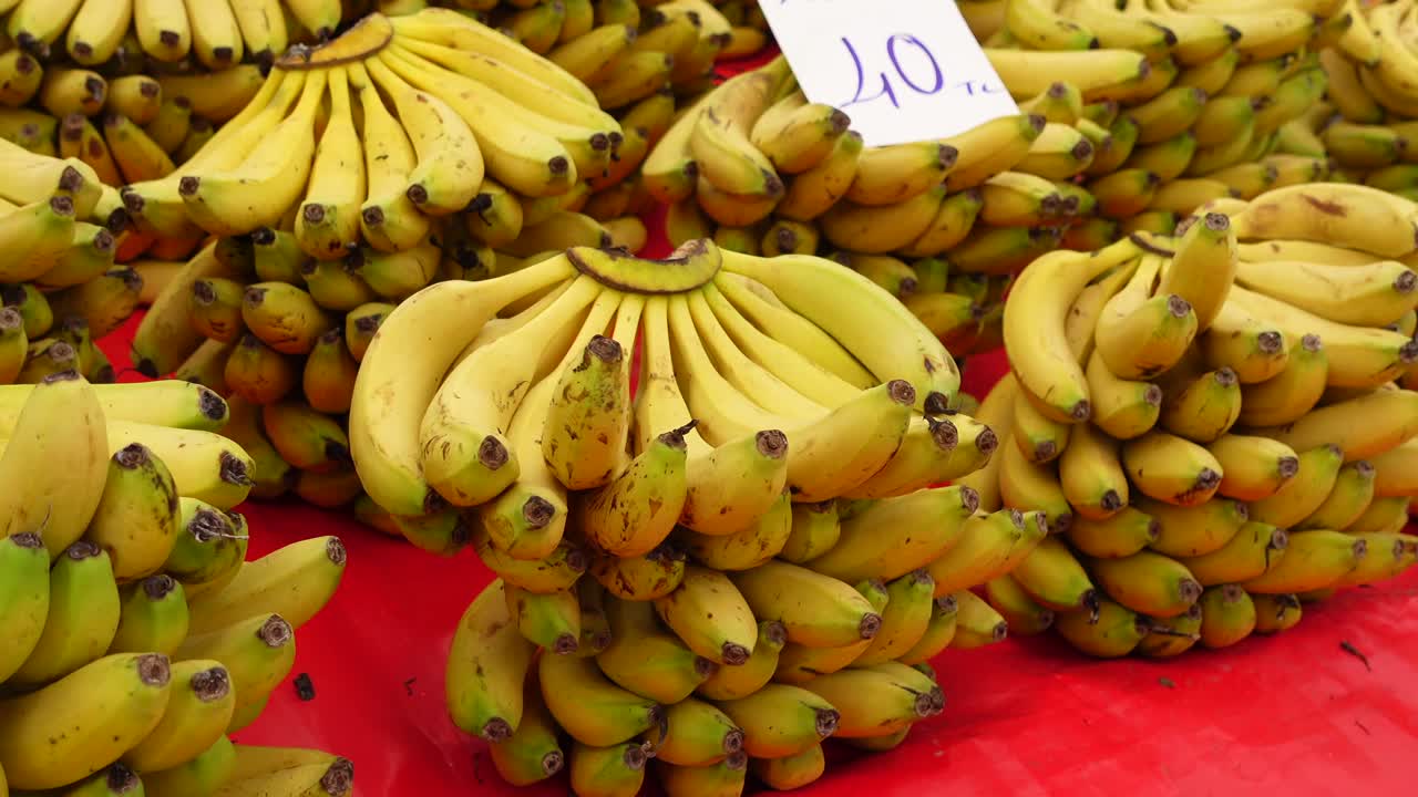 un montón de plátanos para la venta en un mercado
