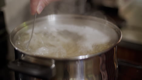 pastas cooking on oven in boiling water