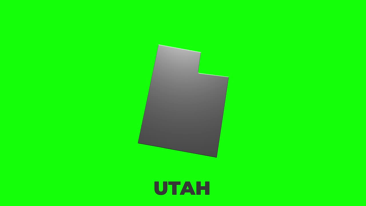 Utah State of the United States of America. Animated 3d silver location marker on the map. Easy to use with screen transparency mode on your video.