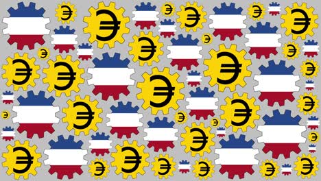 dutch flag and euro sign gears spinning background