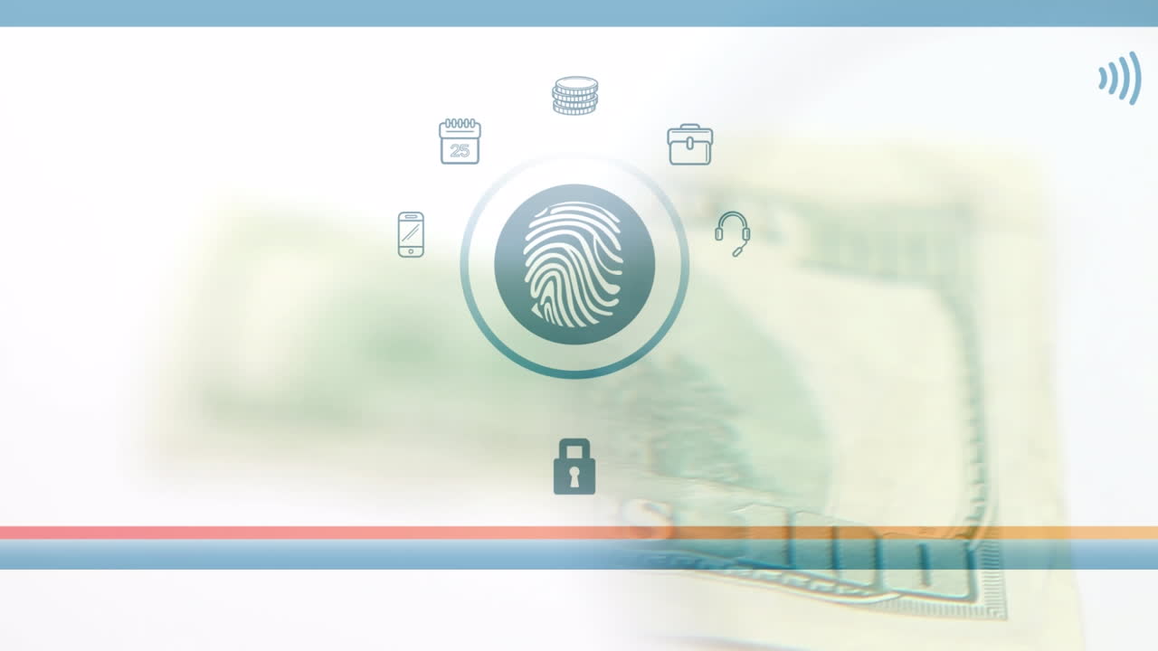 animación de billetes de dólares estadounidenses e iconos de pago en línea