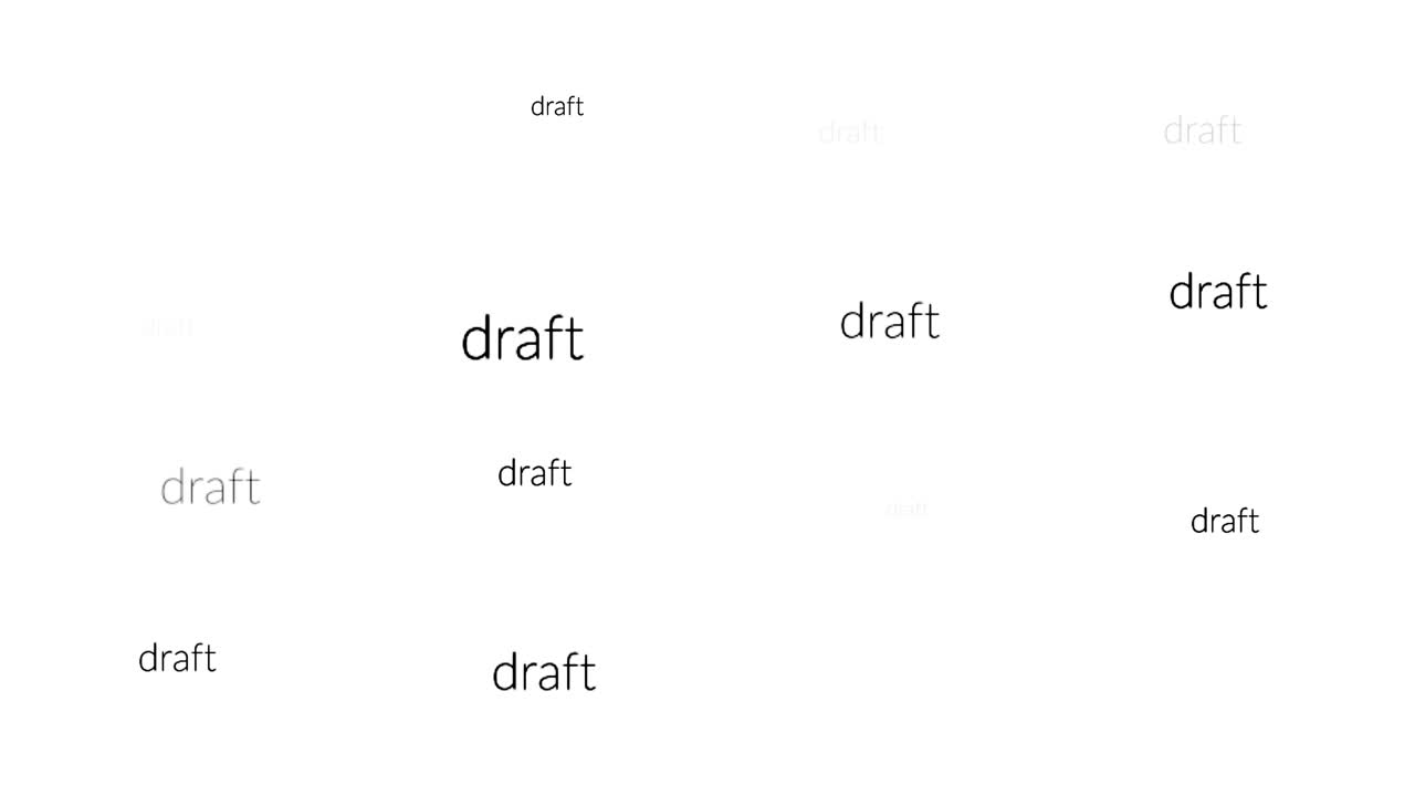 Dynamic watermark overlay, draft text on white background, Seamless loop