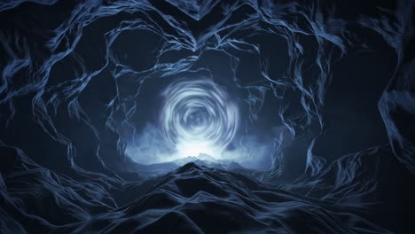 mystical cave tunnel with glowing vortex