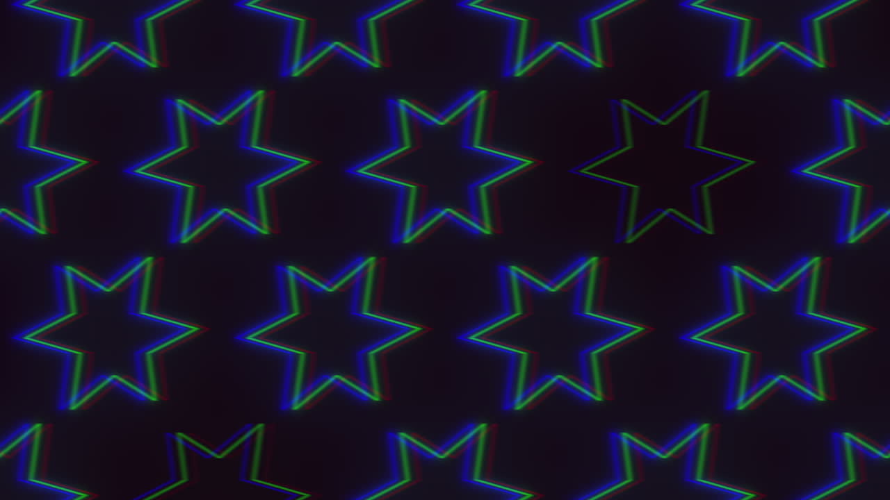 Glowing star pattern of blue and green lines